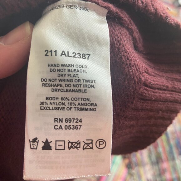 Columbia Burgundy and Orange Cotton Wool Blend Ski Sweater Fall Winter Basics - Picture 7 of 7